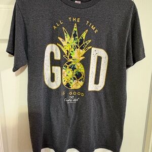 Gray Graphic Tee with Pineapple Design